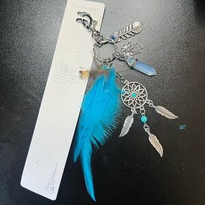 Dreamcatcher Blue Feather Keychain